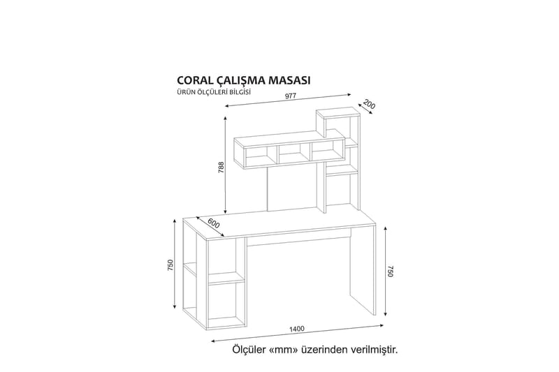 Coralle Skrivebord 140 cm med Oppbevaringshyller - Hvit/Natur - Møbler - Bord - Kontorbord - Skrivebord