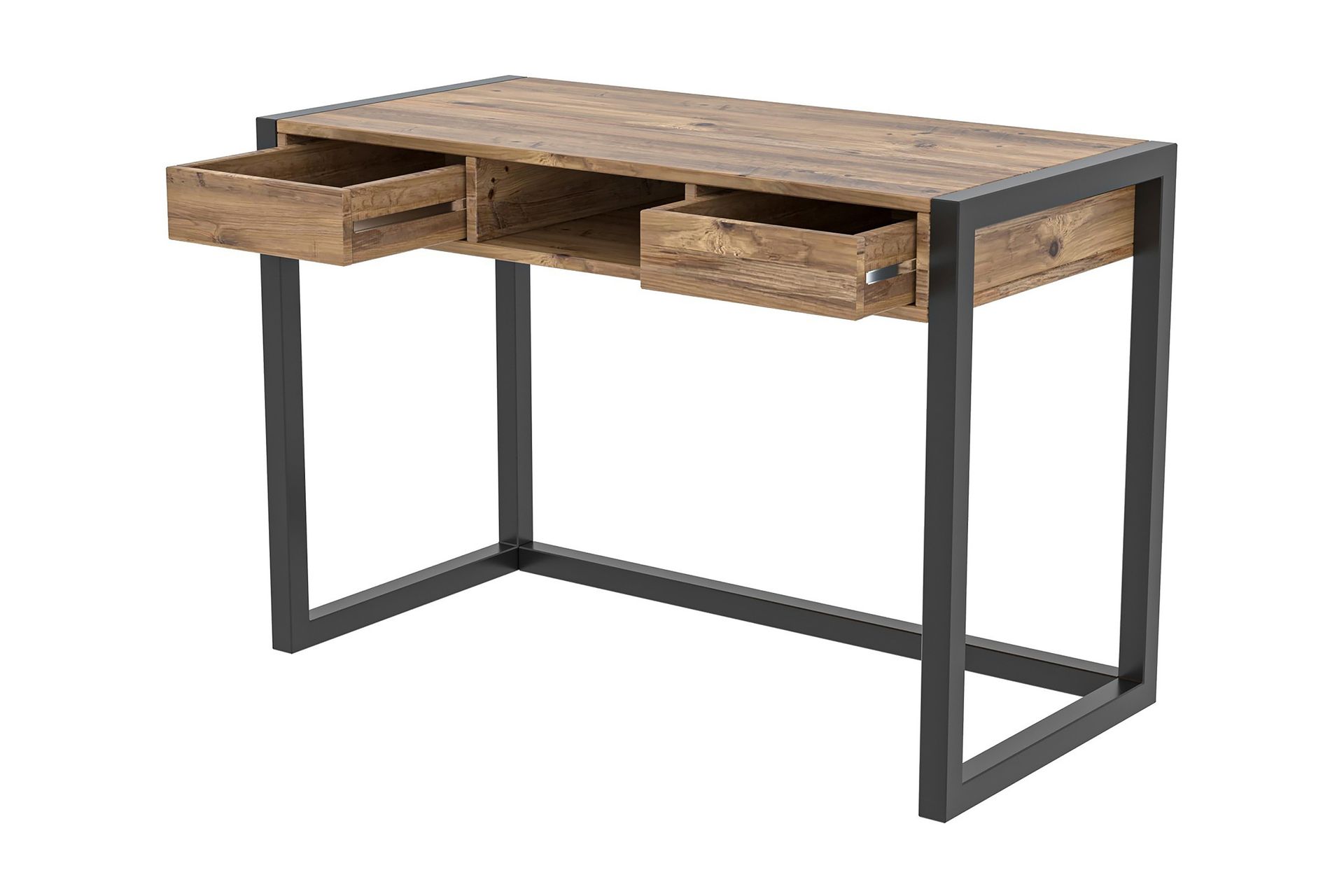 Corieon Skrivebord 115 cm med Oppbevaring Skuffer + Hylle - Tre/Natur/Svart - Møbler - Bord - Kontorbord - Skrivebord