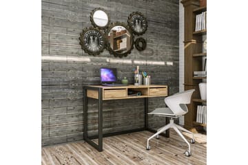 Corieon Skrivebord 115 cm med Oppbevaring Skuffer + Hylle - Tre/Natur/Svart - Møbler - Bord - Kontorbord - Skrivebord