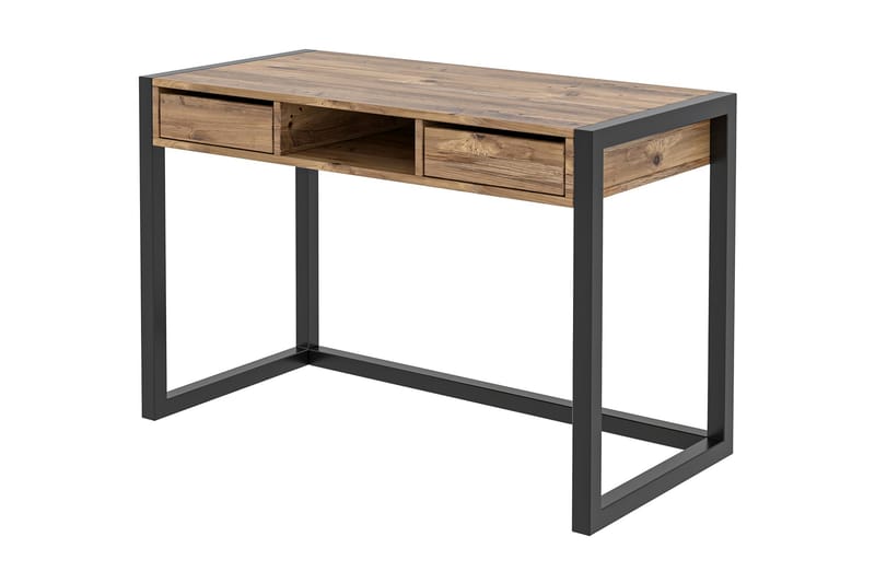 Corieon Skrivebord 115 cm med Oppbevaring Skuffer + Hylle - Tre/Natur/Svart - Møbler - Bord - Kontorbord - Skrivebord