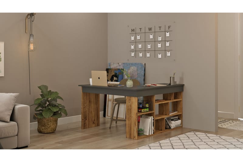 Dalran Skrivebord 129 cm - Natur/Svart - Møbler - Bord - Kontorbord - Skrivebord