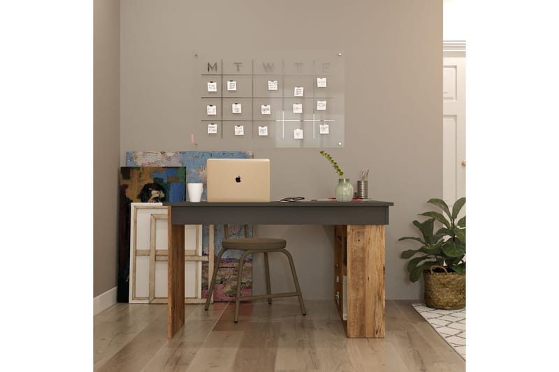 Dalran Skrivebord 129 cm - Natur/Svart - Møbler - Bord - Kontorbord - Skrivebord