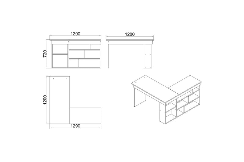 Dalran Skrivebord 129 cm - Natur/Svart - Skrivebord