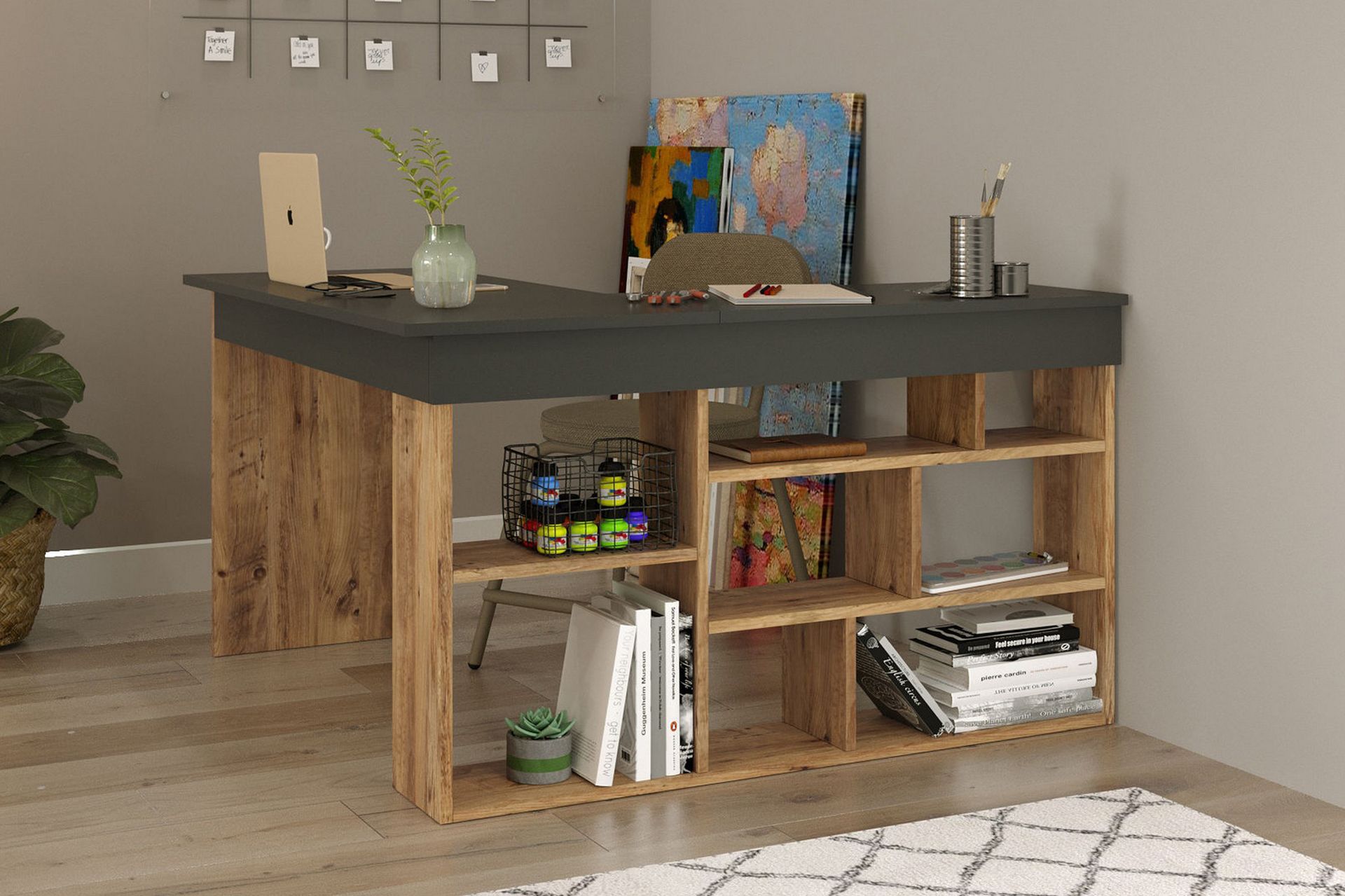 Dalran Skrivebord 129 cm - Natur/Svart - Møbler - Bord - Kontorbord - Skrivebord