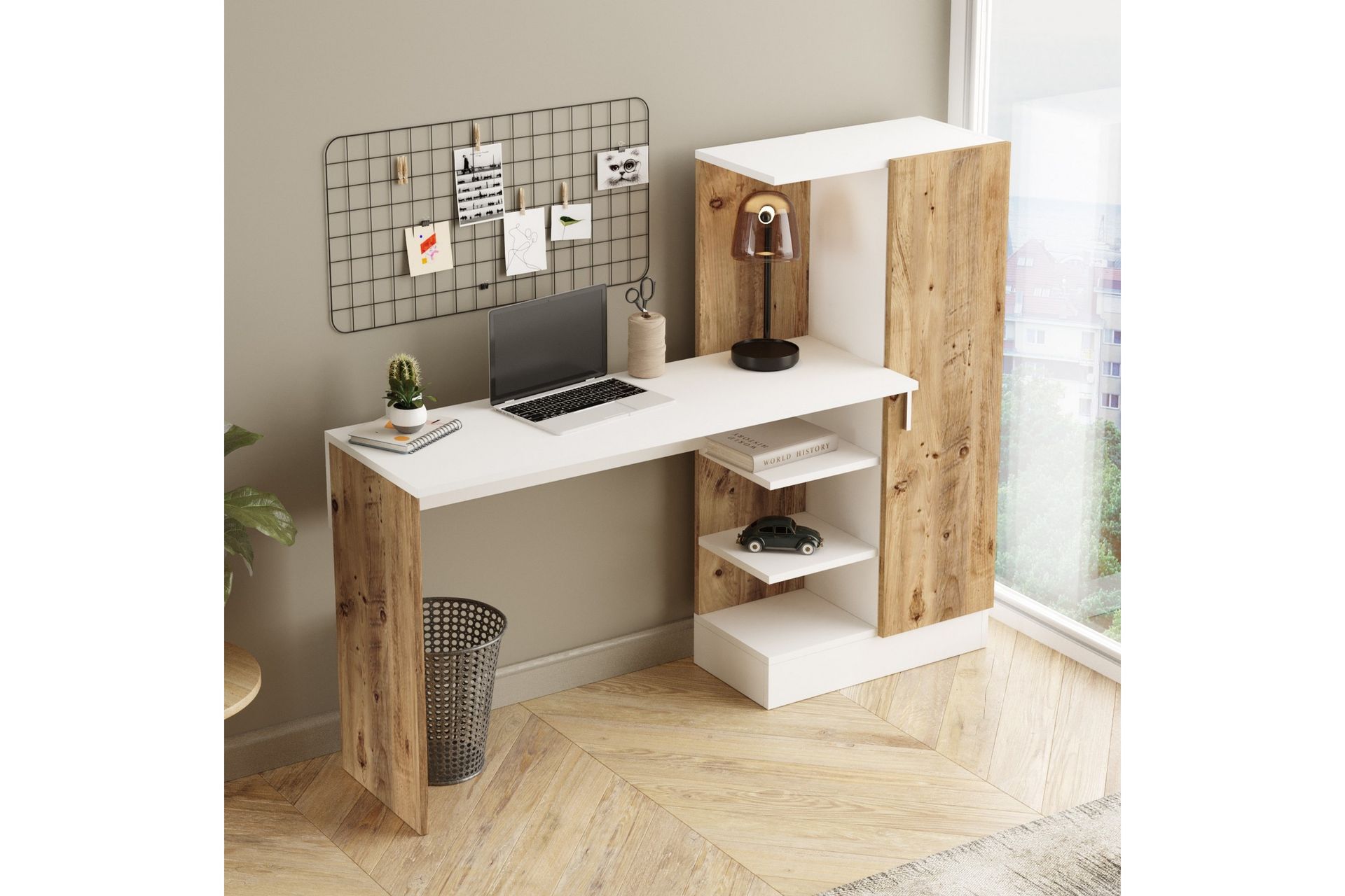 Dalran Skrivebord 152 cm - Natur / Hvit - Møbler - Bord - Kontorbord - Skrivebord