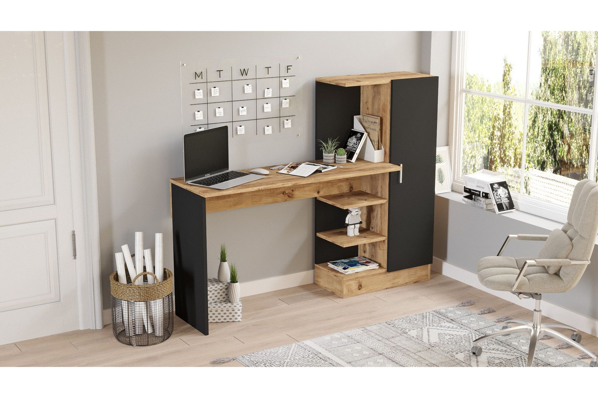 Dalran Skrivebord 152 cm - Natur/Svart