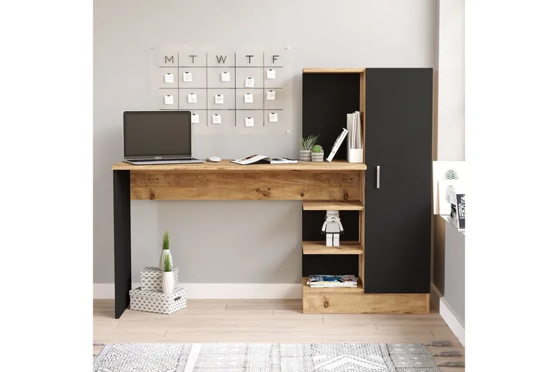 Dalran Skrivebord 152 cm - Natur/Svart - Møbler - Bord - Kontorbord - Skrivebord