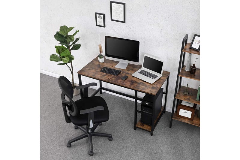 Databord 120 cm med Oppbevaring Hylle Hvit - Vasagle - Skrivebord