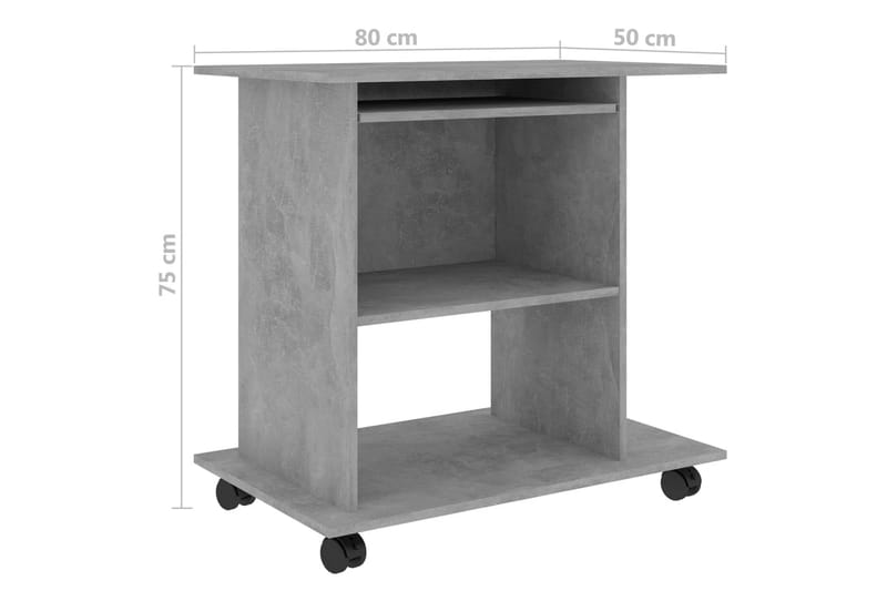 Databord betonggrå 80x50x75 cm sponplate - Skrivebord