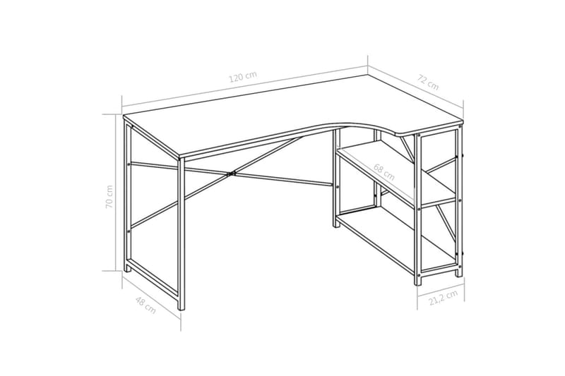 Databord hvit 120x72x70 cm - Skrivebord