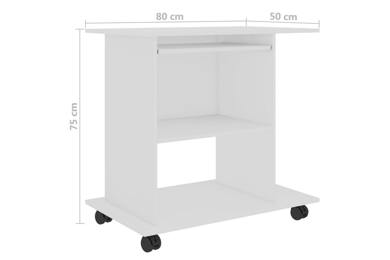 Databord hvit 80x50x75 cm sponplate - Skrivebord