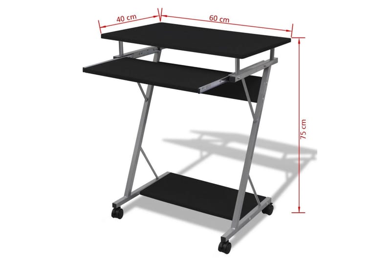 Datamaskin Skrivebord Svart Finish - Møbler - Bord - Kontorbord - Skrivebord