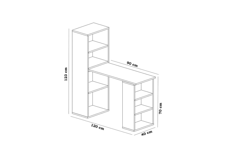 Decorotika Skrivebord 120 cm med Oppbevaringshyller - Hvit - Møbler - Bord - Kontorbord - Skrivebord