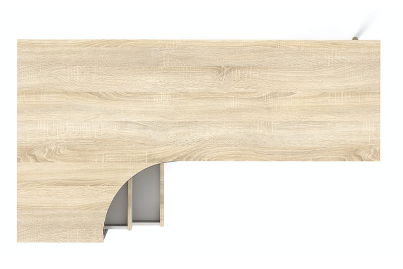 Delta Skrivebord 145 cm med Oppbevaring Skuffer + Hyller - Hvit/Natur - Skrivebord