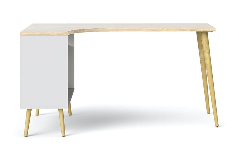 Delta Skrivebord 145 cm med Oppbevaring Skuffer + Hyller - Hvit/Natur - Møbler - Bord - Kontorbord - Skrivebord