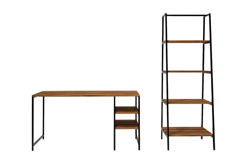 Deluxus Skrivebord 120x180x120 cm med oppbevaring - Brun - Møbler - Bord - Kontorbord - Skrivebord