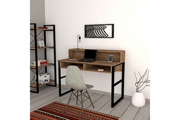 Dengeze Skrivebord 120 cm med Oppbevaring 2 Hyller - Valnøttbrun/Svart - Møbler - Bord - Kontorbord - Skrivebord