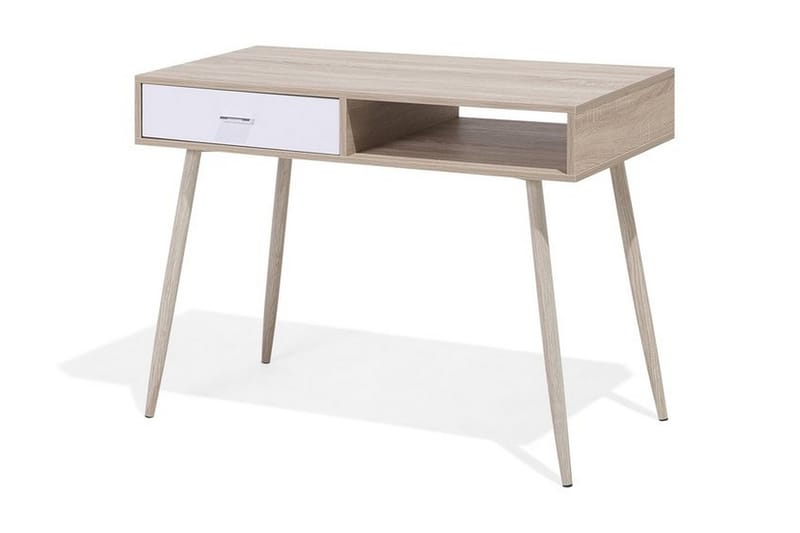 Deora Skrivebord 100 cm med Oppbevaring Skuff + Hylle - Lysebrun/Vi - Møbler - Bord - Kontorbord - Skrivebord