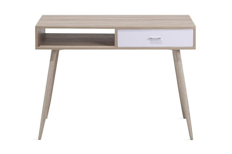 Deora Skrivebord 100 cm med Oppbevaring Skuff + Hylle, Lysebrun/Vi