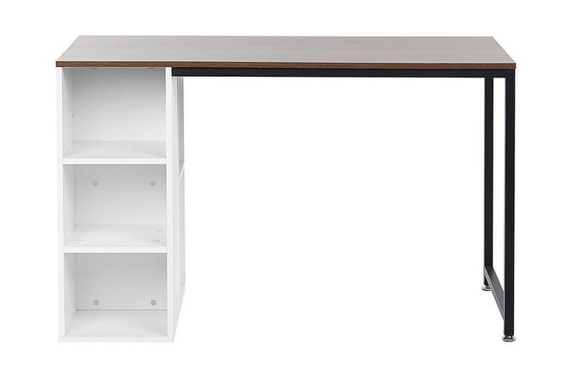 Dese Skrivebord 120 cm med Oppbevaring - Mørket Tre/Hvit - Skrivebord