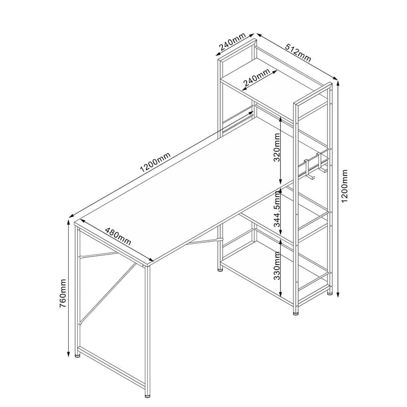 Desk HOME4YOU - eikebark / brun - Møbler - Bord - Kontorbord - Skrivebord - Hjørneskrivebord