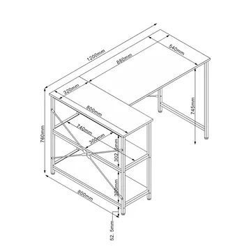 Desk HOME4YOU - eikebark / svart - Møbler - Bord - Kontorbord - Skrivebord - Hjørneskrivebord