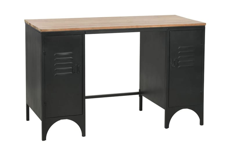 Dobbelt skrivebord heltre edelgran og stål 120x50x76 cm - Møbler - Bord - Kontorbord - Skrivebord