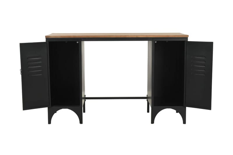 Dobbelt skrivebord heltre edelgran og stål 120x50x76 cm - Møbler - Bord - Kontorbord - Skrivebord