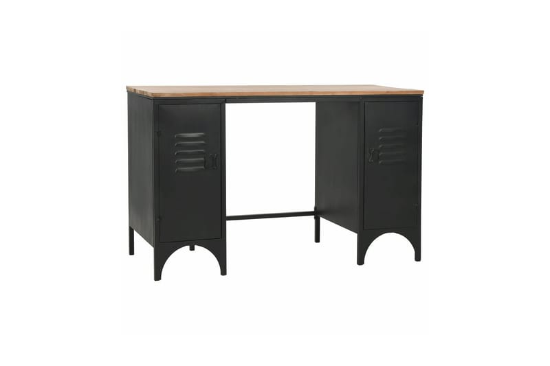 Dobbelt skrivebord heltre edelgran og stål 120x50x76 cm - Møbler - Bord - Kontorbord - Skrivebord