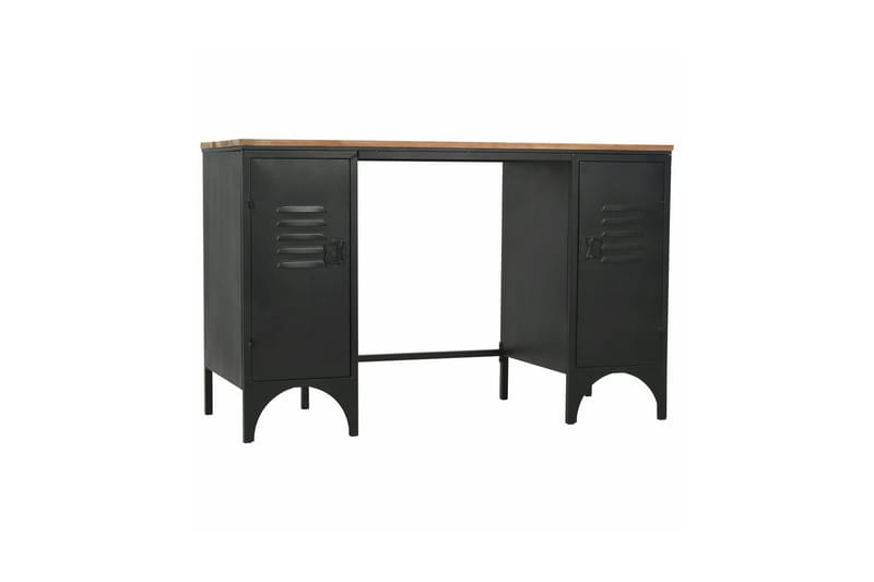 Dobbelt skrivebord heltre edelgran og stål 120x50x76 cm - Møbler - Bord - Kontorbord - Skrivebord