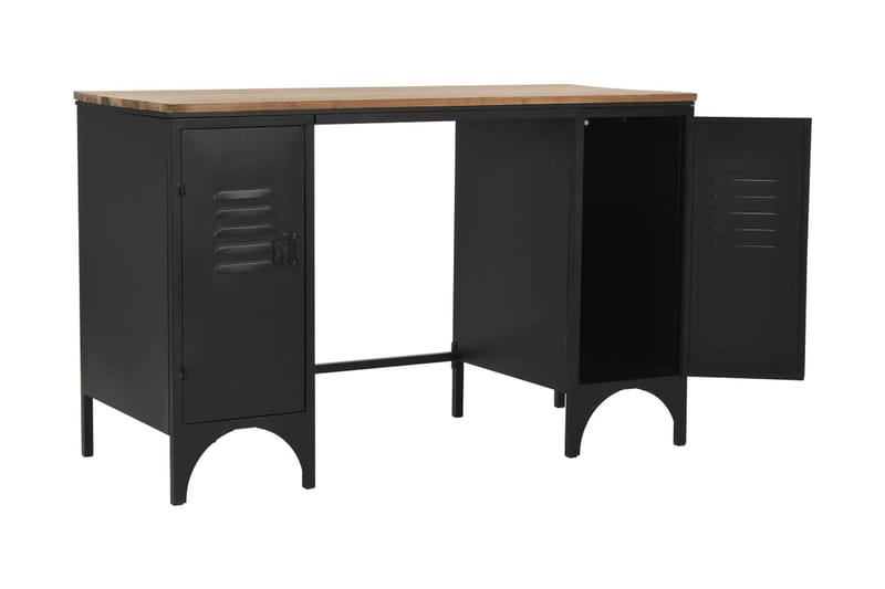 Dobbelt skrivebord heltre edelgran og stål 120x50x76 cm - Møbler - Bord - Kontorbord - Skrivebord