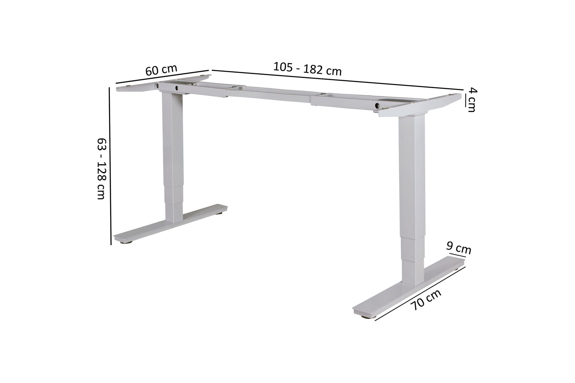 Dontavious Hev- og Senkbar Skrivebord 182 cm - Sølv - Møbler - Bord - Kontorbord - Skrivebord