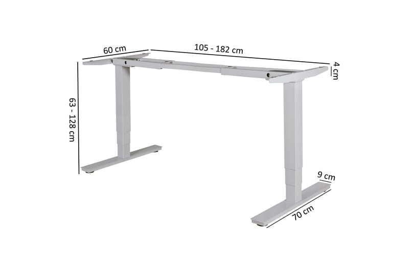 Dontavious Hev- og Senkbar Skrivebord 182 cm - Sølv - Møbler - Bord - Kontorbord - Skrivebord