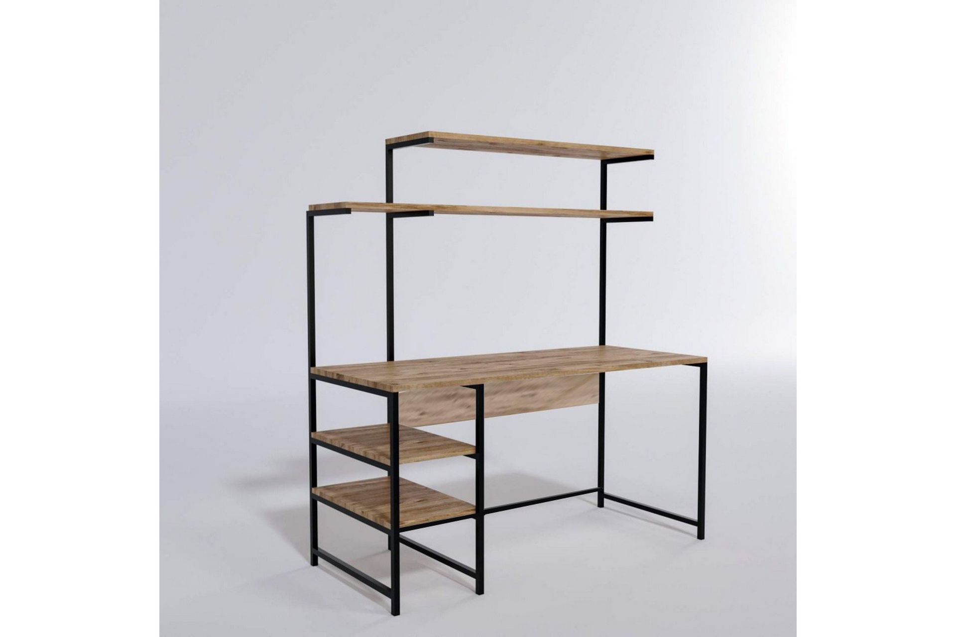 Dunalka Skrivebord 140x150x140 cm med oppbevaring - Eik - Møbler - Bord - Kontorbord - Skrivebord