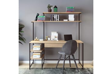 Dunalka Skrivebord 140x150x140 cm med oppbevaring - Eik - Møbler - Bord - Kontorbord - Skrivebord