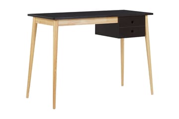 Ebeme Skrivebord 106 cm med Oppbevaring 2 Skuffer - Svart/Lysebrun - Møbler - Bord - Kontorbord - Skrivebord