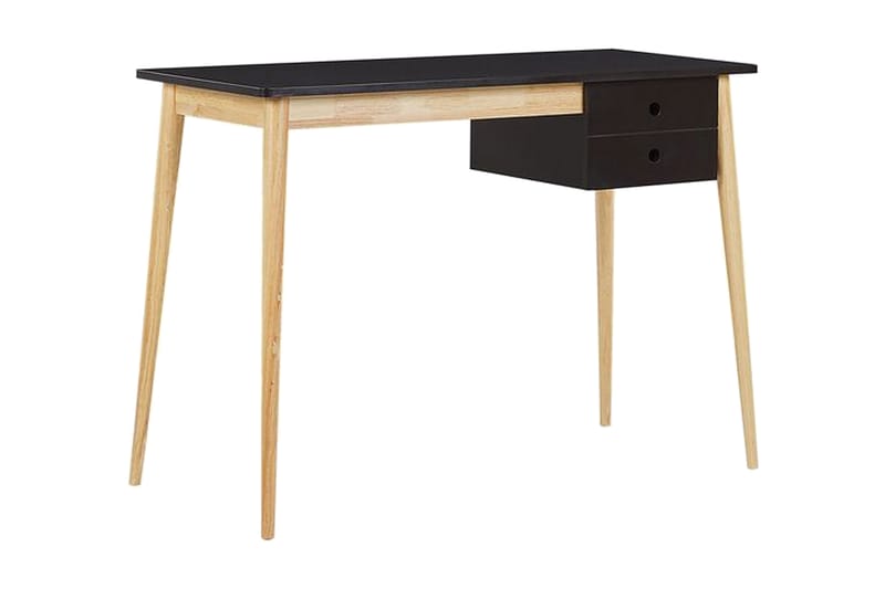 Ebeme Skrivebord 106 cm med Oppbevaring 2 Skuffer - Svart/Lysebrun - Møbler - Bord - Kontorbord - Skrivebord