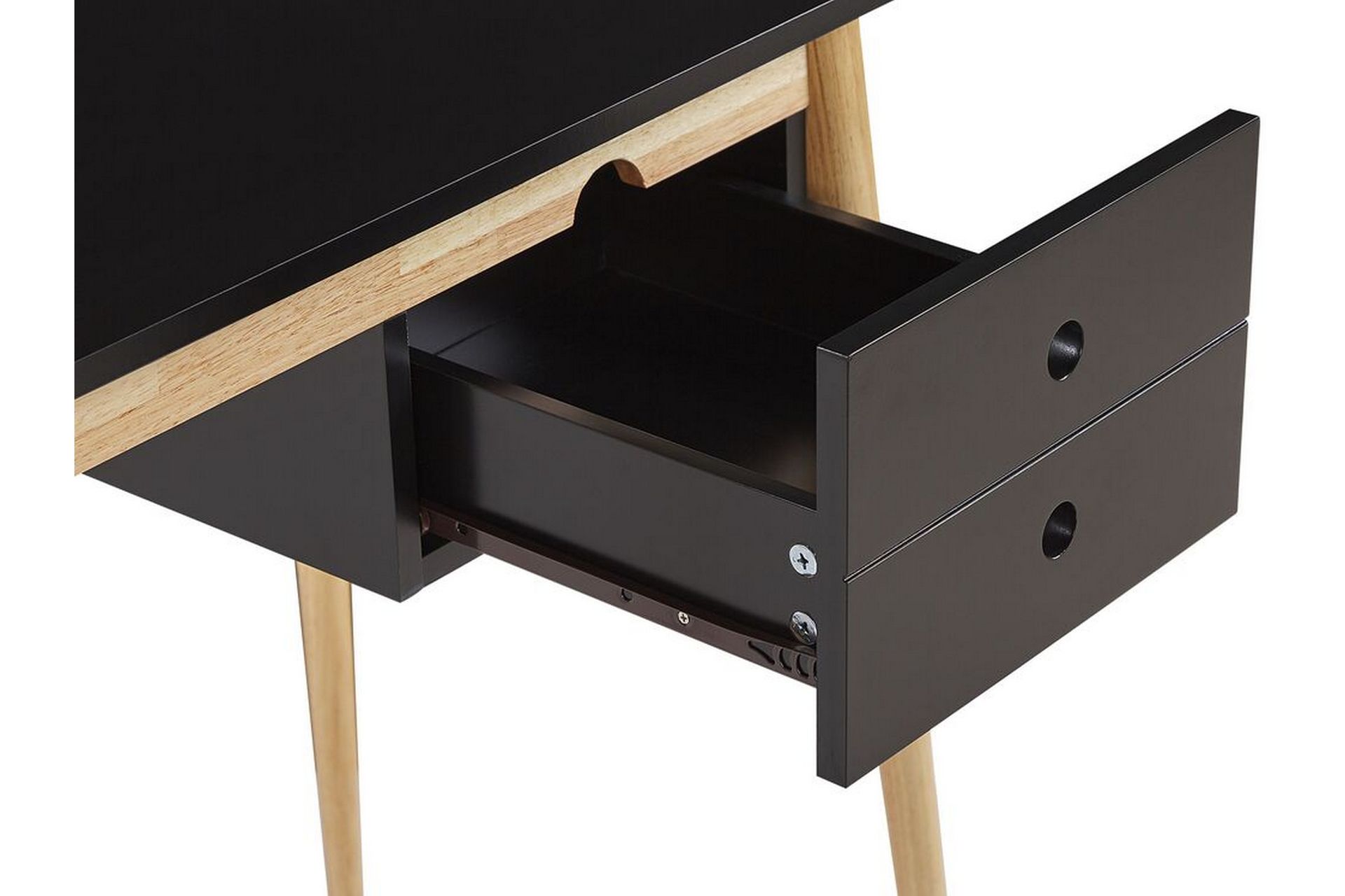 Ebeme Skrivebord 106 cm med Oppbevaring 2 Skuffer - Svart/Lysebrun - Møbler - Bord - Kontorbord - Skrivebord