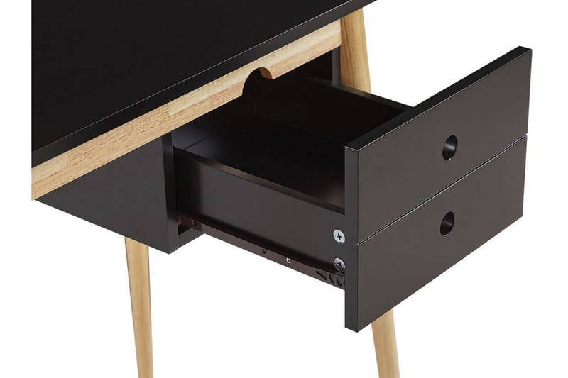 Ebeme Skrivebord 106 cm med Oppbevaring 2 Skuffer - Svart/Lysebrun - Skrivebord