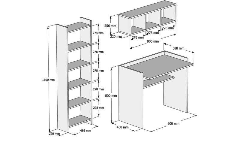 Edging Kontormøbler 90 cm - Hvit - Møbler - Bord - Kontorbord - Skrivebord