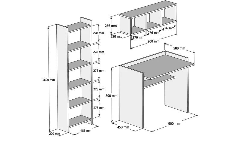 Edging Kontormøbler 90 cm - Hvit - Møbler - Bord - Kontorbord - Skrivebord