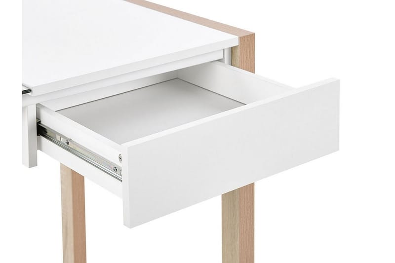 Ejenks Skrivebord 120 cm med Oppbevaringsskuff - Hvit/Lyst Tre - Skrivebord