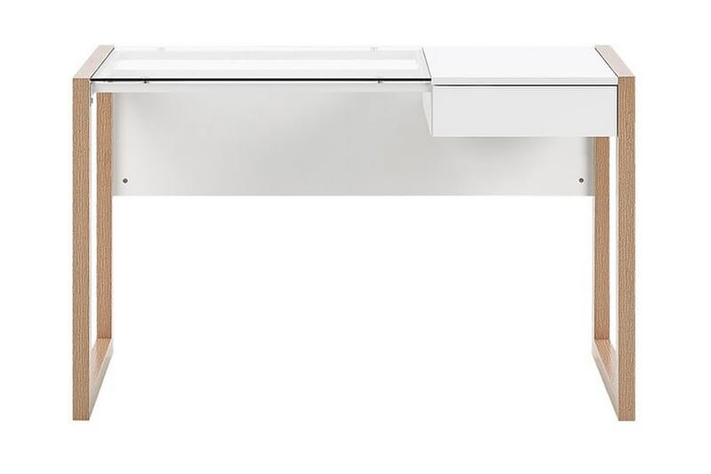 Ejenks Skrivebord 120 cm med Oppbevaringsskuff - Hvit/Lyst Tre - Skrivebord