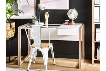 Ejenks Skrivebord 120 cm med Oppbevaringsskuff - Hvit/Lyst Tre - Møbler - Bord - Kontorbord - Skrivebord