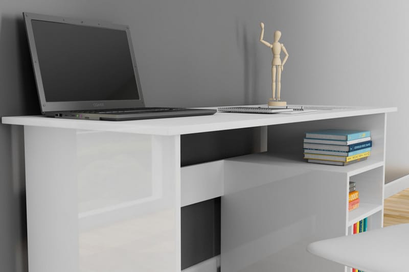 Elegancia Skrivebord 120 cm med Oppbevaring 2 Hyller - Hvit - Møbler - Bord - Kontorbord - Skrivebord