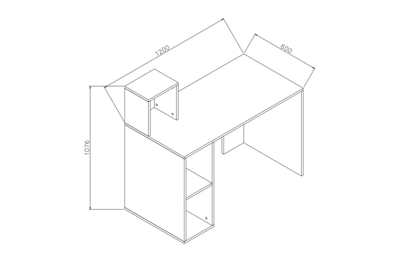 Elegancia Skrivebord 120 cm med Oppbevaringshylle - Hvit - Skrivebord