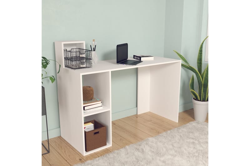 Elegancia Skrivebord 120 cm med Oppbevaringshylle - Hvit - Møbler - Bord - Kontorbord - Skrivebord