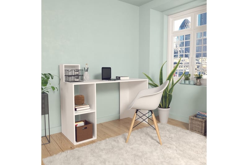 Elegancia Skrivebord 120 cm med Oppbevaringshylle - Hvit - Skrivebord