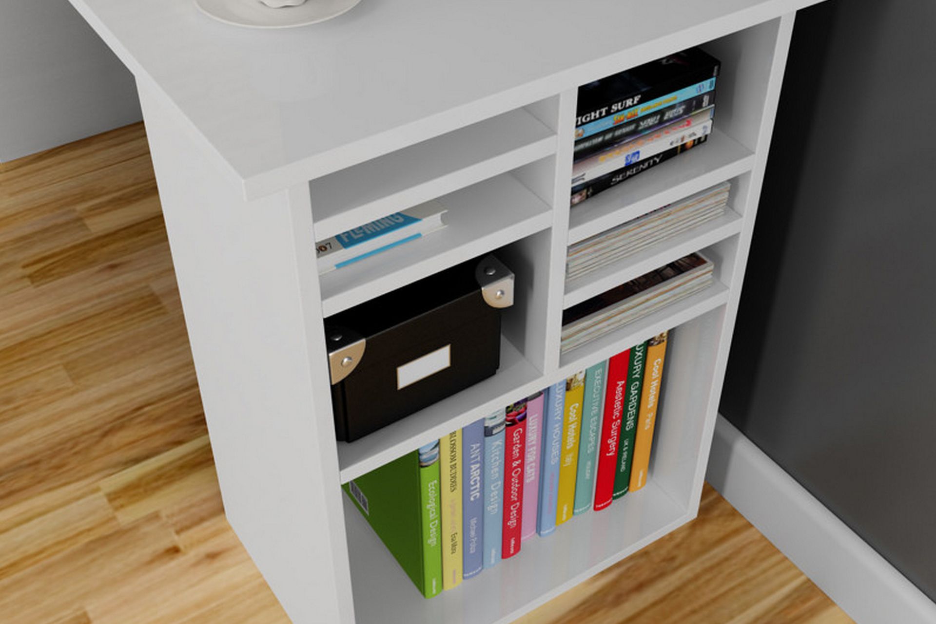 Elegancia Skrivebord 120 cm med Oppbevaringshyller - Hvit - Møbler - Bord - Kontorbord - Skrivebord