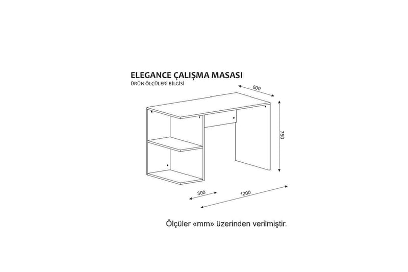 Elegancia Skrivebord 120 cm med Oppbevaringshyller - Hvit/Valnøttsbrun - Skrivebord